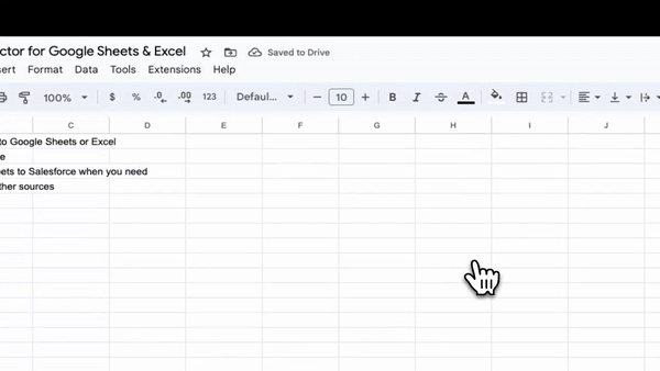 salesforce connector for sheets and excel